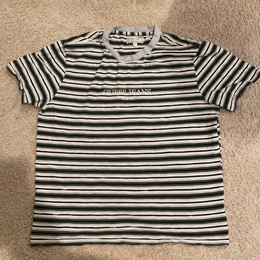 Men's Guess USA '81 Alameda Green White Grey tee